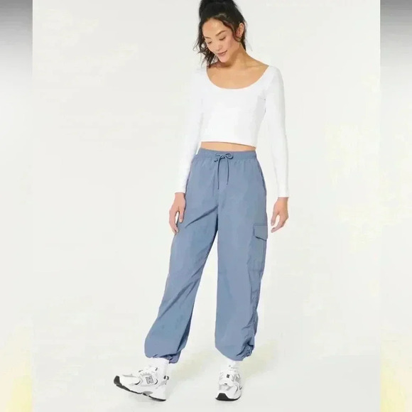 Gilly Hicks/ hollister drawstring parachute track nylon cargo pants size M - Picture 1 of 12